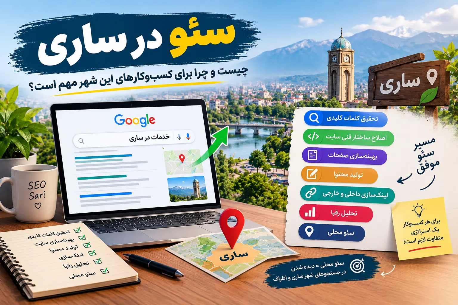 نمونه استراتژی سئو محلی برای کسب و کارهای شهر ساری